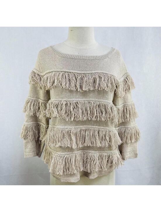 Opening Ceremony Sweaters - Opening Ceremony Women's Tan and Cream Jumper